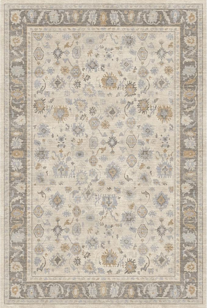 Kuden 3x5 Small Rug, Machine Washable, Non-Slip Backing, Vintage Style by KudenRugs