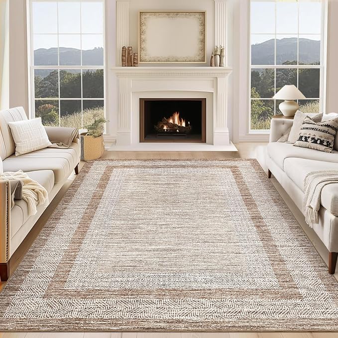 GarveeHome Modern Geometric Area Rug 5x7 Distressed Bordered Rug Washable Non - Image 7