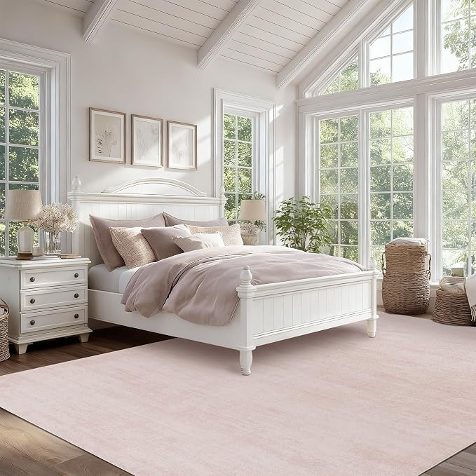 Pink Area Rugs for Bedroom, Boho Washable Neutral Baby Rug for Nursery - Image 5