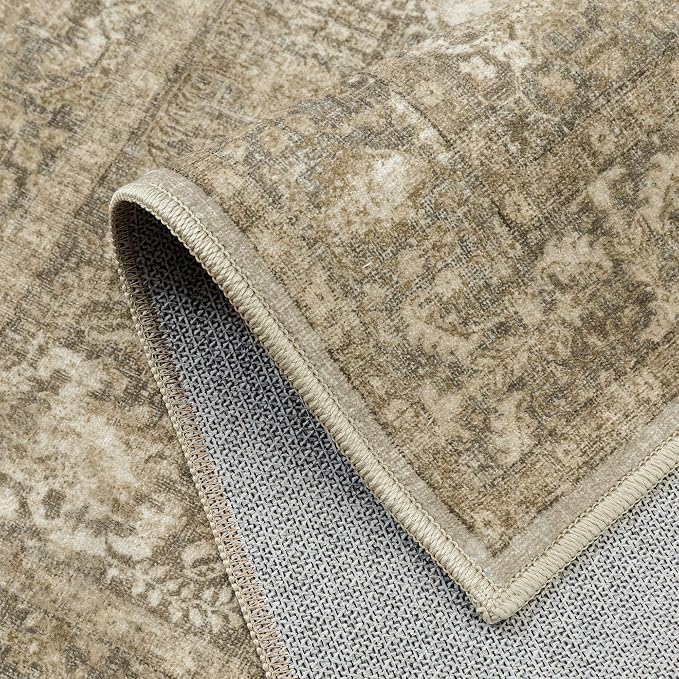 Brown Area Rug 8x10 Machine Washable Large Vintage Living Room Distressed Non - Image 8