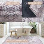 Washable Area Rug. Modern Farmhouse. Vintage. Turkish. Bohemian. Distressed. - Image 5