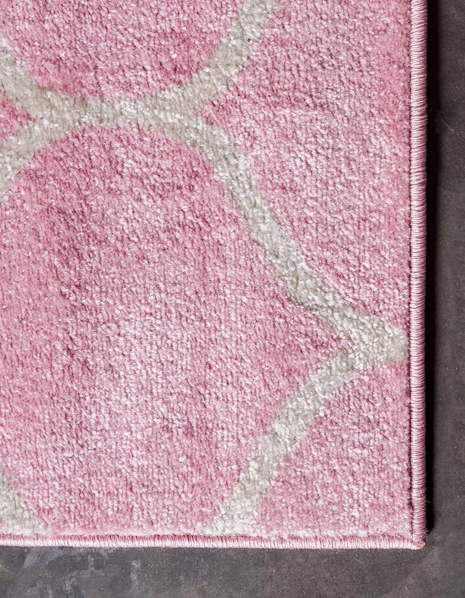 Rugs.com Lattice Frieze Collection Rug – 6' Square Light Pink Medium Rug Perfect - Image 8
