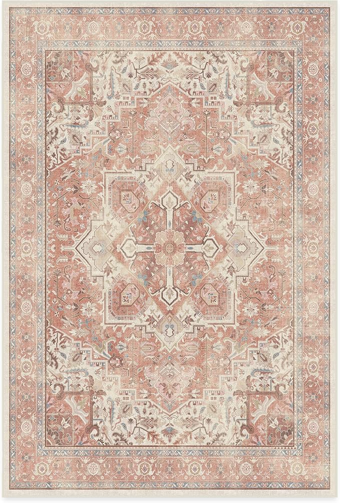 RUGGABLE Washable Area Rug – Kamran Rose Pink 6x9, Stain-Resistant, Non-Slip – - Image 3