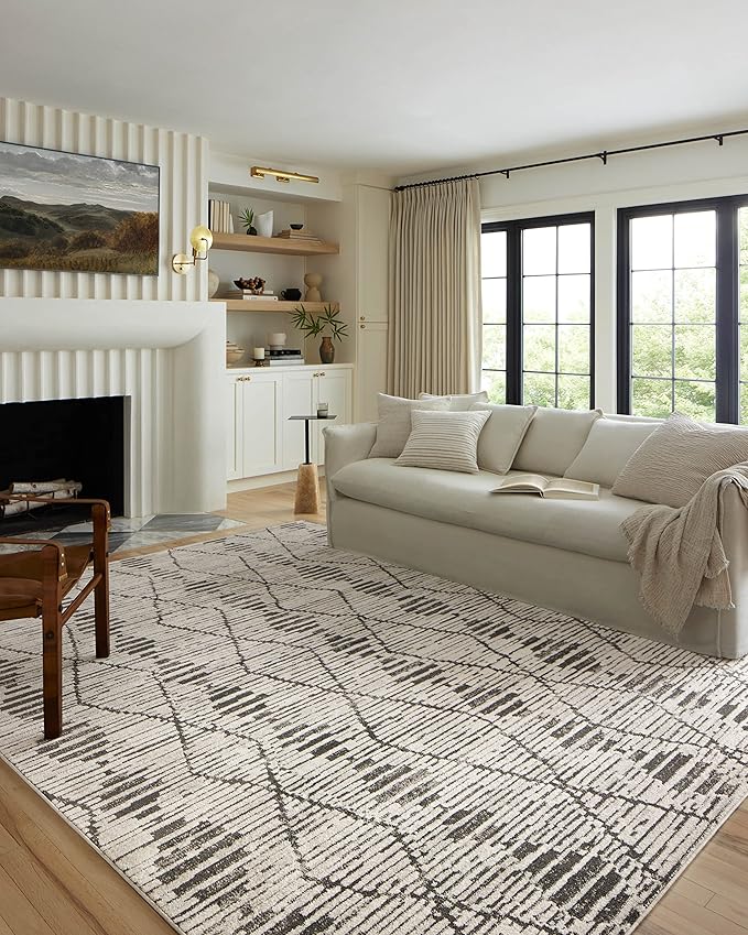 Loloi Kamala Collection KAM-02 Charcoal/Dove 2'-7" x 8'-0" Runner Rug by Loloi