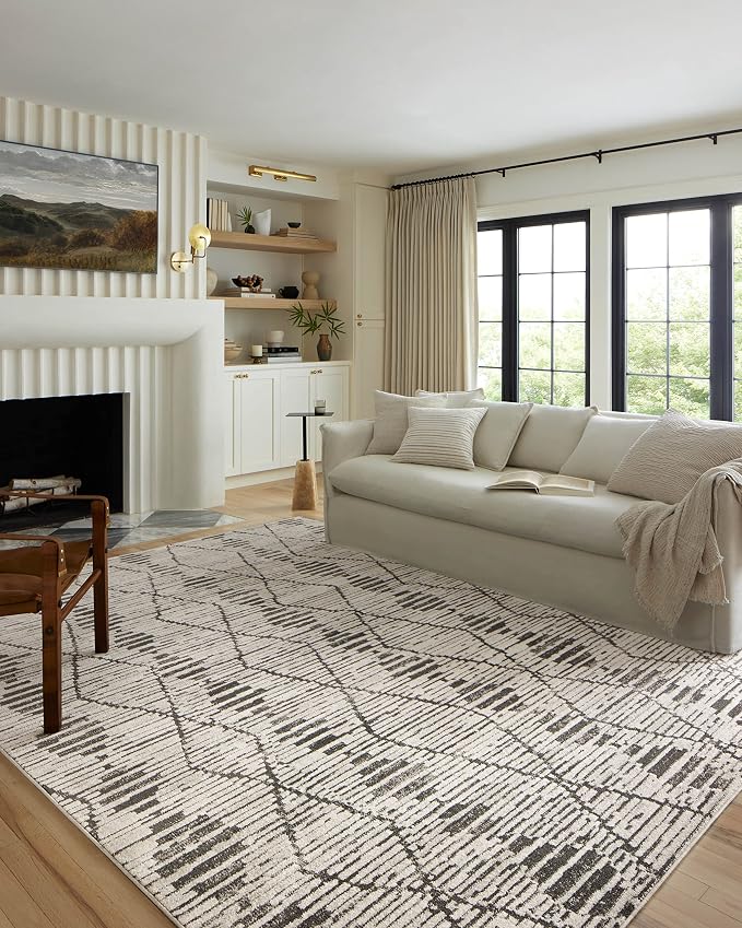 Loloi Kamala Collection KAM-02 Charcoal/Dove 9'-2" x 13' Area Rug by Loloi