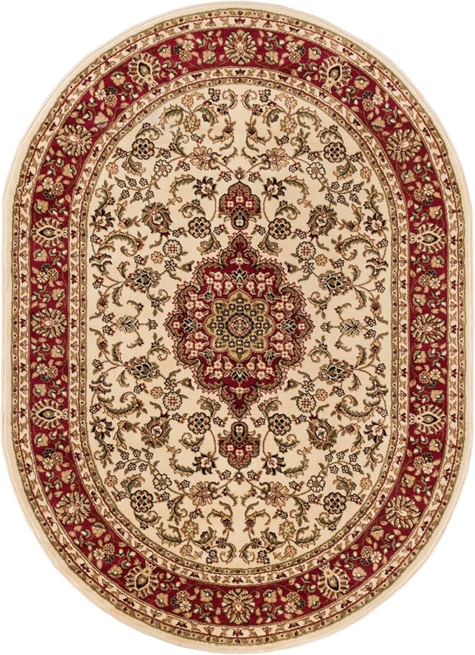 Well Woven Barclay Collection Medallion Kashan Ivory 6x9 Oval Rug by WellWovenRugs