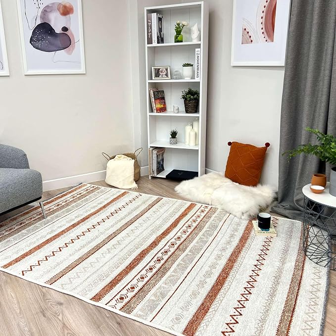 Alfa Rich 7x10 Beige Terracotta Washable Area Rugs - Image 4