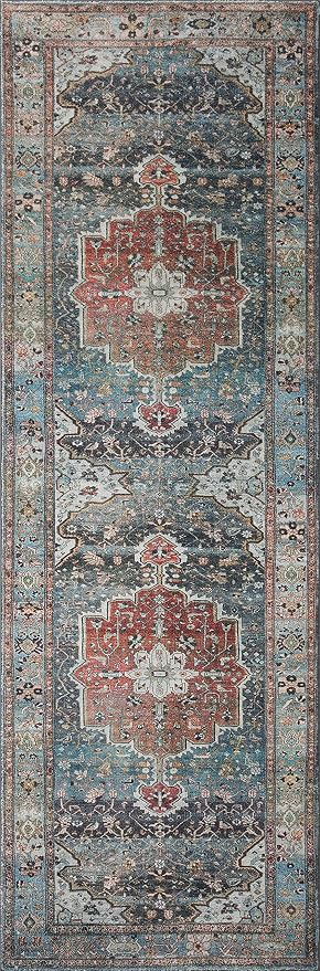 Loloi Margot Collection MAT-05 Ocean/Brick 3'-6" x 5'-6" Accent Rug feat. - Image 4