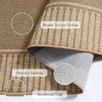 Moynesa Brown Striped Border Easy Jute Outdoor Indoor 5x7 Area Rugs - Image 3