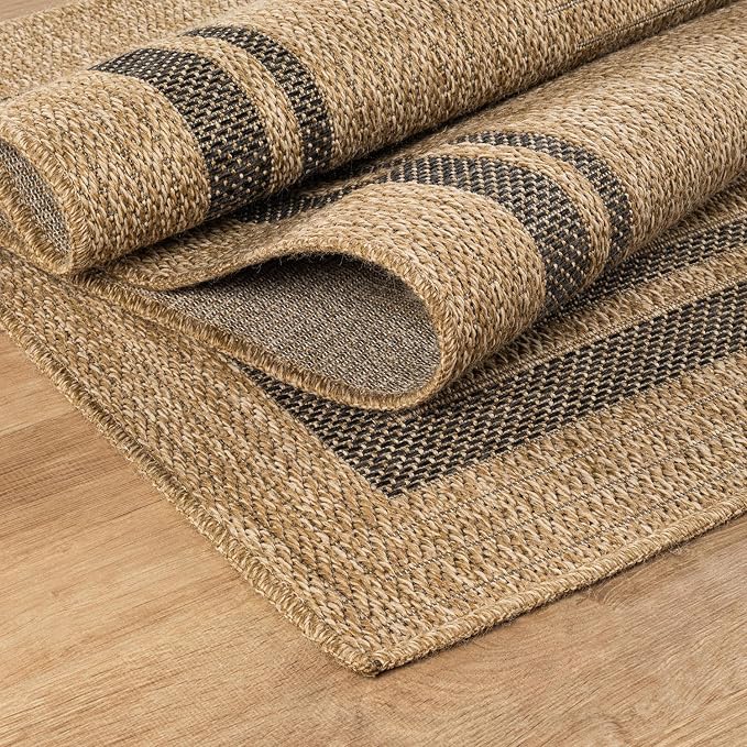 Beverly Rug Easy Jute Bordered Rug 10x14 Washable Large Indoor Outdoor Area Rugs - Image 3