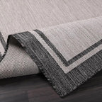 CAMILSON Indoor Outdoor Rug, 6x9 Bordered Gray Modern Area Rugs - Image 3