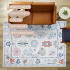 Fame Living Cream Oushak Rug, Modern Small Rugs, Door Mat, Doormat - Image 4