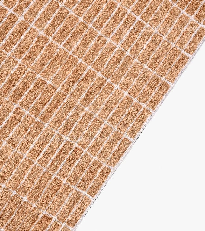 Hand-Tufted 100% Wool Area Rug – Unique Modern Geometric Grid Pattern, Soft - Image 5