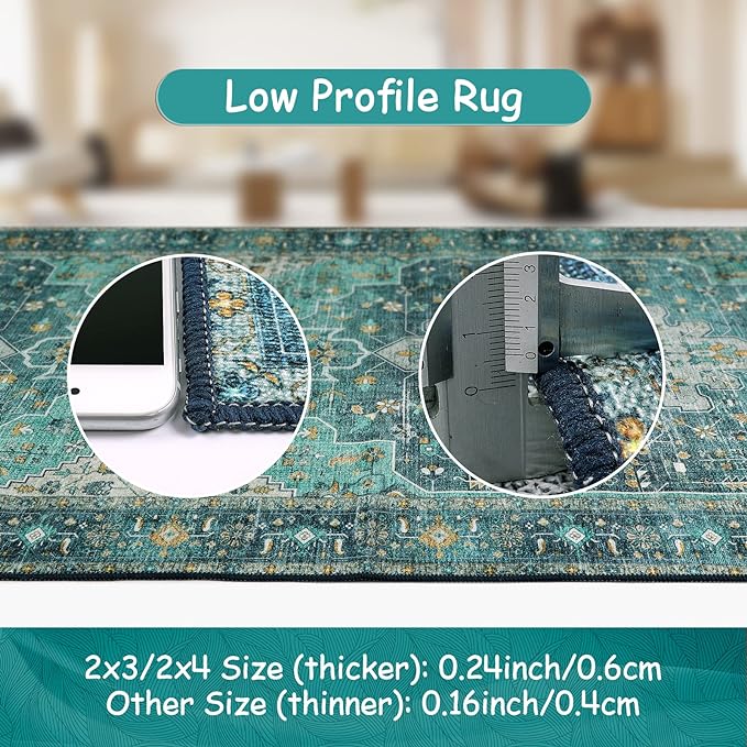 Moynesa Ultra-Thin Washable Vintage Runner Rug - Image 4
