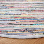 SAFAVIEH Rag Rug Collection 4' Round Grey/Multi RAR121M Handmade Boho Stripe - Image 4