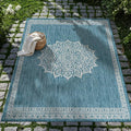 CAMILSON Outdoor Rug 6x9 Medallion Aqua Modern Area Rugs by CAMILSON