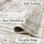 Runner Rug 3x8 Beige Hallway Washable Carpet Non Slip Vintage Medallion Carpet - Image 7