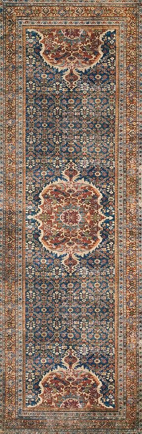 Loloi Layla Collection LAY-09 Cobalt Blue/Spice 2'-6" x 7'-6" .13" Thick Runner - Image 3