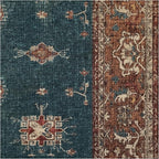 RUGGABLE Washable Vintage Runner Rug – Verena Teal Blue 2.5x12, Stain-Resistant - Image 4