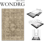 4x5 Washable Area Rug for Entryway Office Brown Vintage Non-Slip Low Pile - Image 2