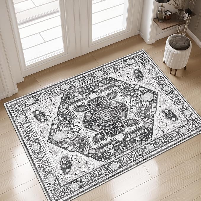 EnHomee 3x5 Washable Area Rugs for Bedroom, Boho Vintage Rugs, Foldable Area - Image 3