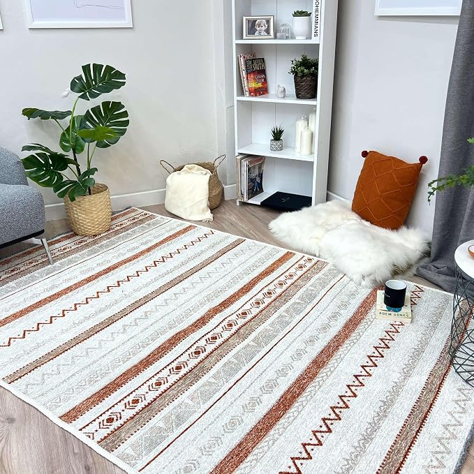 Alfa Rich 7x10 Beige Terracotta Washable Area Rugs - Image 3
