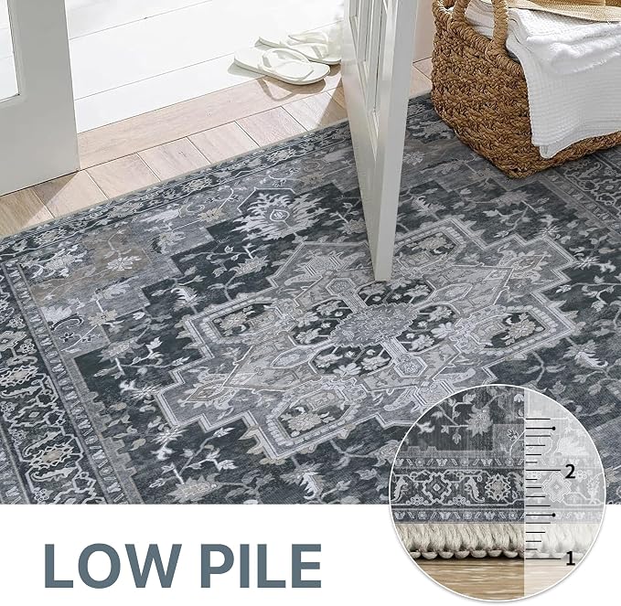 GENIMO 9x12 Area Rugs for Living Room, Machine Washable Non Slip Vintage Rugs - Image 4