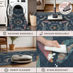 Blue 5x8 Washable Living Room Rugs - Image 4