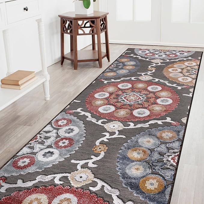 CAMILSON Runner Outdoor Rugs Oriental Retro Traditional Floral Medallion Area - Image 7