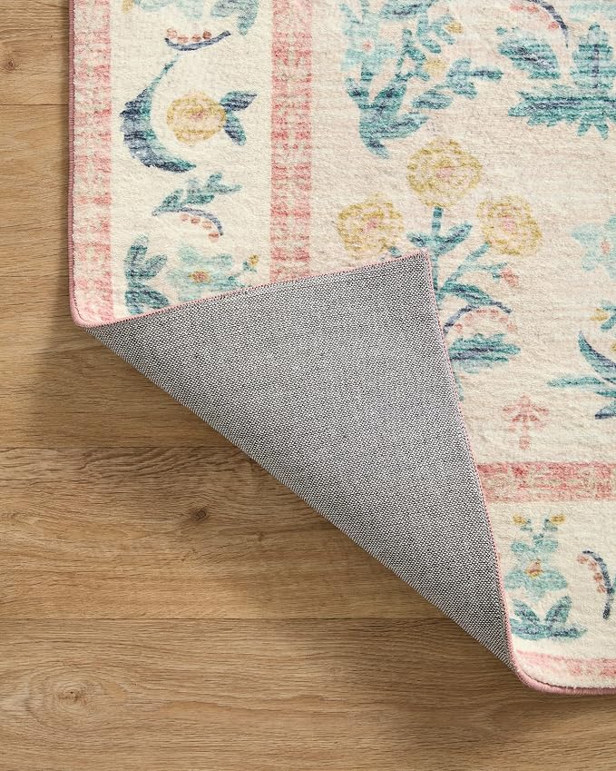 Loloi Rifle Paper Co. Eden Collection EDE-01 Mughal Rose Blush 5'-0" x 7'-6" - Image 6