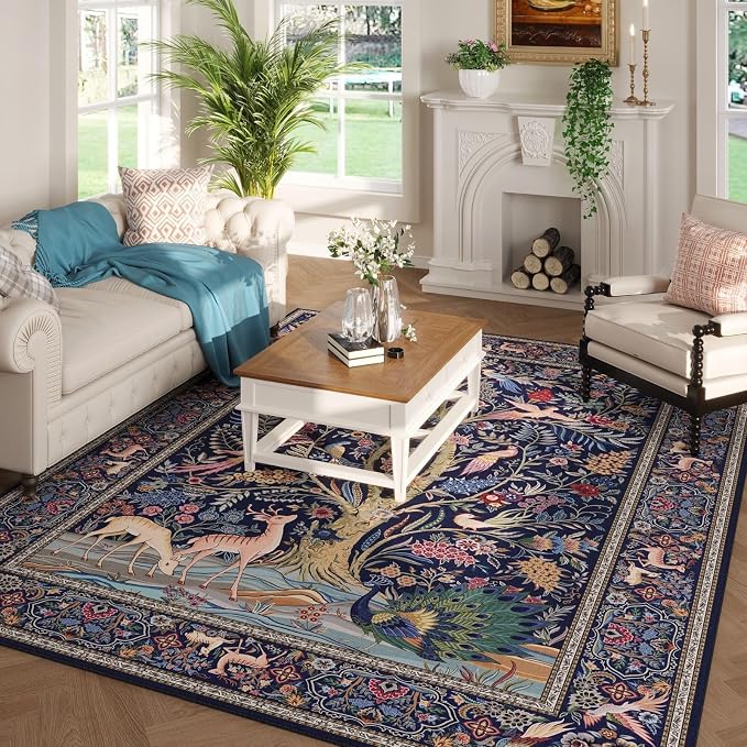 Rugcomf Area Rugs 5x7 Vibrant Tree of Life-Patterned Vintage Washable Area Rug by Rugcomf