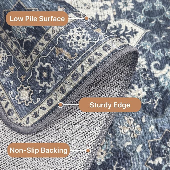 GENIMO 2'6"x10 Runner Rugs for Hallway, Machine Washable Non Slip Vintage Rugs - Image 6