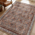 Phantoscope Washable Area Rug 5'x7' Non-Slip, Vintage Neutral Xmas Rugs by Phantoscope