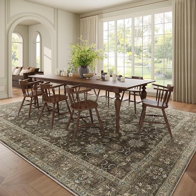 Washable 10x14 Area Rugs for Living Room, Boho Non-Slip Vintage Distress Large - Image 3