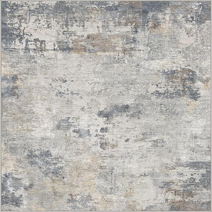 Square Area Rugs : Washable 5x5 Neutral Modern Abstract Carpet - Image 7