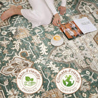 Green Rug Living Room Rugs: 7x10 Washable Boho Large Vintage Soft Stain - Image 8