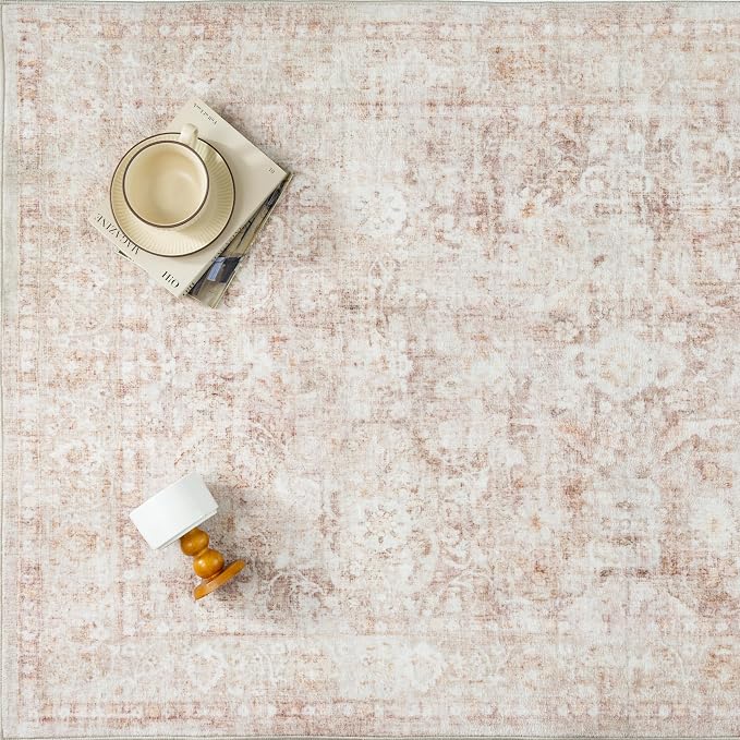 3x5 Beige Washable Area Rug for Entryway Neutral Soft Non Slip Carpet Low Pile - Image 7
