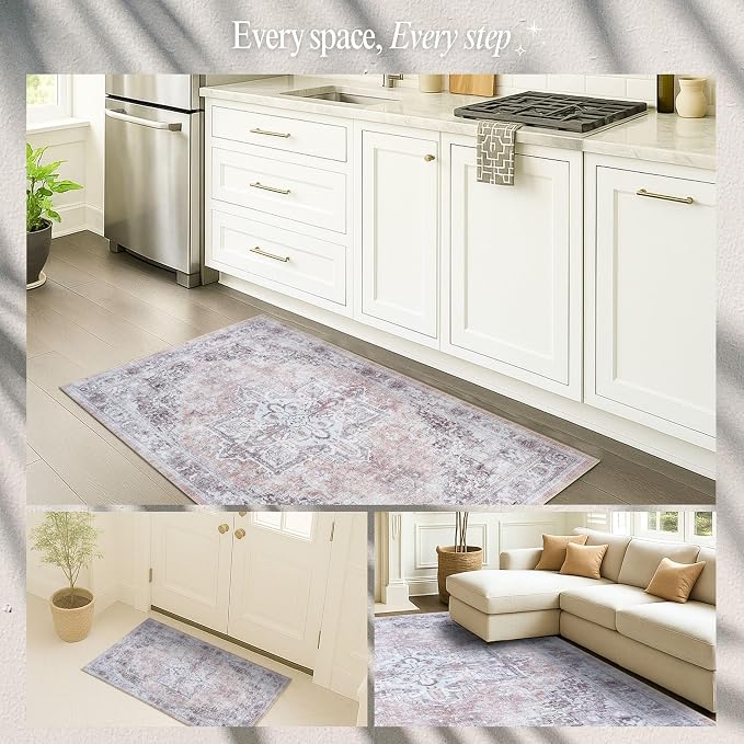 Fame Rugs Turkish Rug. Washable Vintage Oriental Antique Inspired Traditional - Image 5