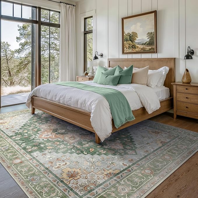 GENIMO 7x10 Area Rugs for Living Room, Machine Washable Non Slip Vintage Rugs - Image 3