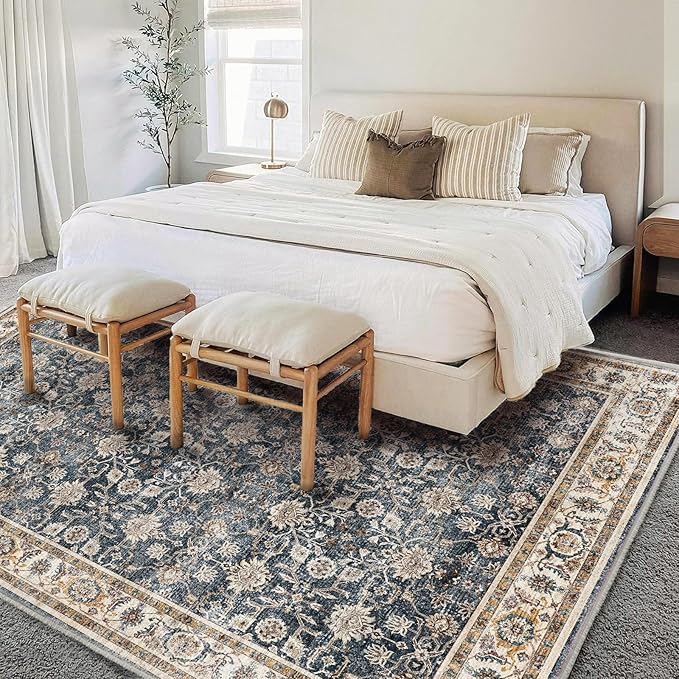 Area Rug 6'x9' Washable Vintage Traditional Floor Cover Thin Retro Kitchen - Image 3