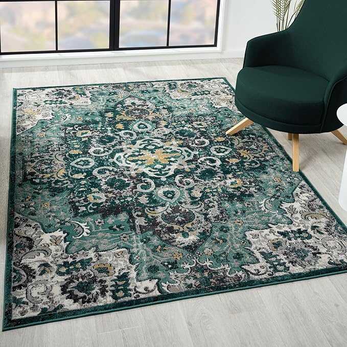 LUXE WEAVERS Moroccan Green 6x9 Medallion Area Rug by LuxeWeavers