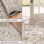 Boho Moss 2x4 Small Rugs for Entryway, Vintage Washable Low Pile & Soft Throw - Image 5