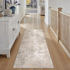 2'6x8 Washable Runner Rug Beige Grey Abstract Hallway Kitchen Throw Rug Neutral - Image 4