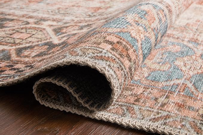Loloi Loren Collection LQ-15 Terracotta/Sky 3'-6" x 5'-6" Accent Rug - Image 8