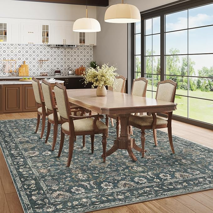 8x10 Washable Rugs for Living Room, Soft Large Rugs Blue Area Rug, Indoor - Image 4