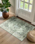 Area Rugs 2'x3' Washable Non-Slip, Floral Vintage Distress Print Pattern by RELEANY