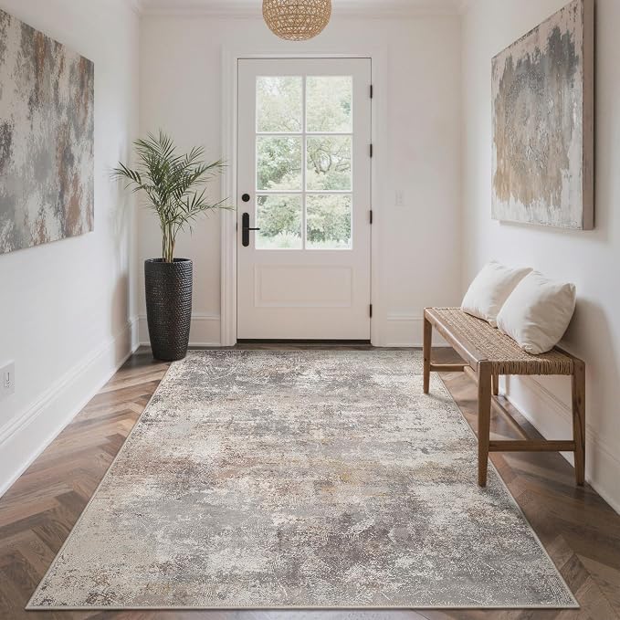 GENIMO Washable 5x7 Area Rugs for Living Room, Non Slip Modern Abstract Rug - Image 4
