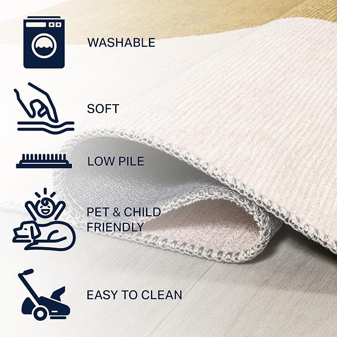 JONATHAN Y Machine Washable Cream/Moss Indoor Area Rug 3X5 ft, Luola Minimalist - Image 5