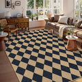 Lahome Checkered Easy Jute Area Rug 8x10, Large Living Room Patio Rug by Lahome