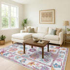 Fame Living Pink Oushak Rug, Modern Small Rugs, Door mat, Doormat - Image 3